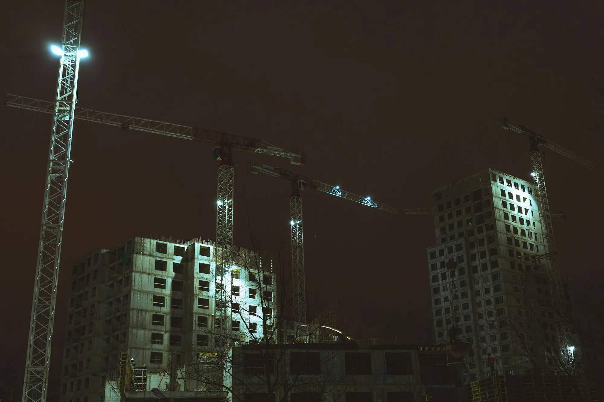 Construction site at night
